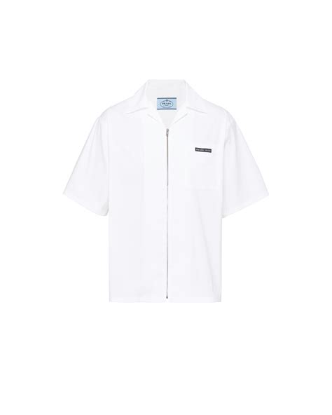 White Stretch cotton bowling shirt 